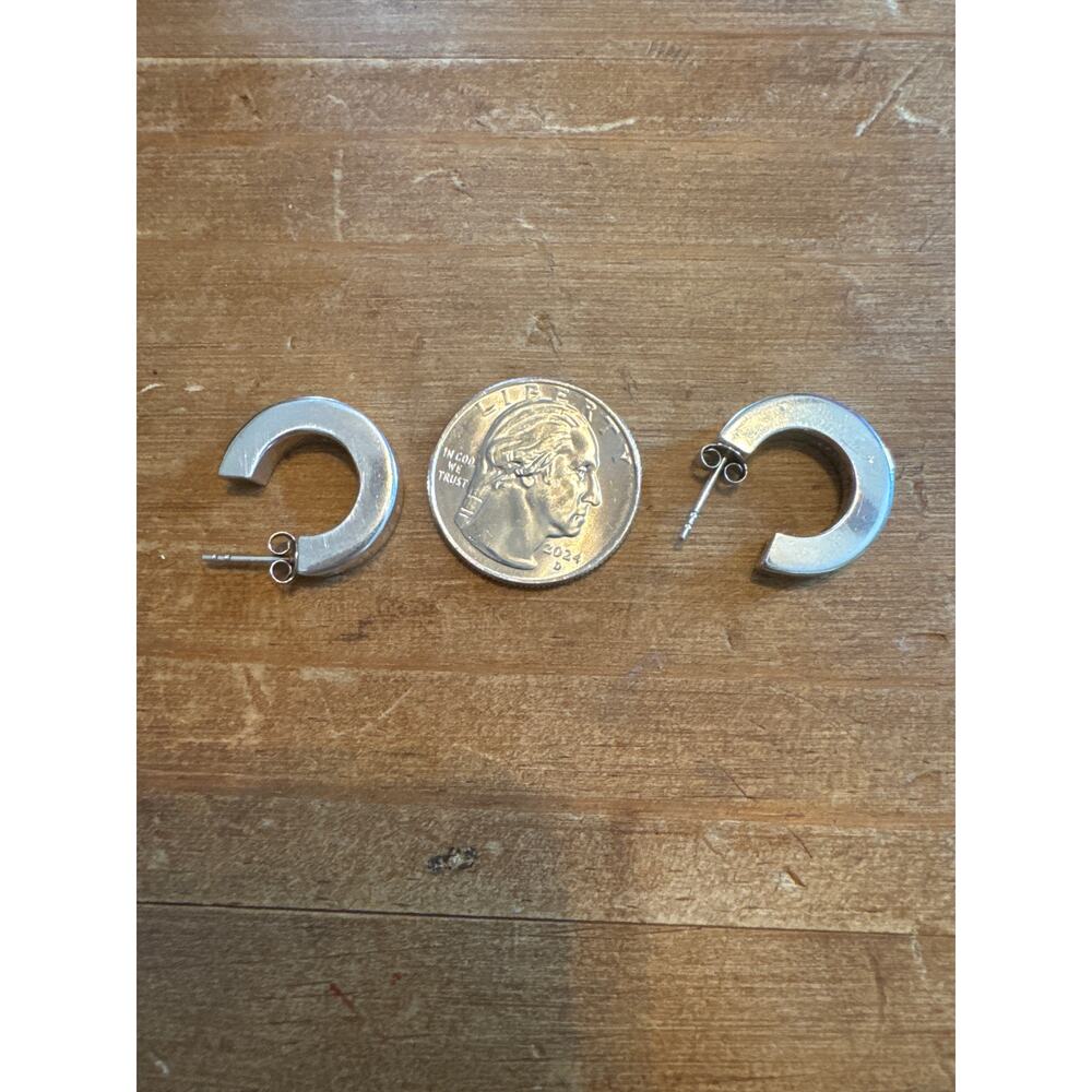 925 Silver 3D CHUNKY HOOP EARRINGS Thailand - Picture 6 of 10